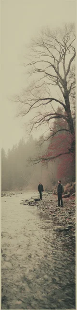 Free aesthetic bookmark featuring someone standing by a lake